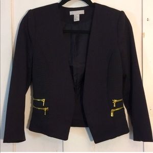 H&M CROPPED BLAZER WITH GOLD ZIPPERS PROFESSIONAL WEAR , CROPPED BLAZER
